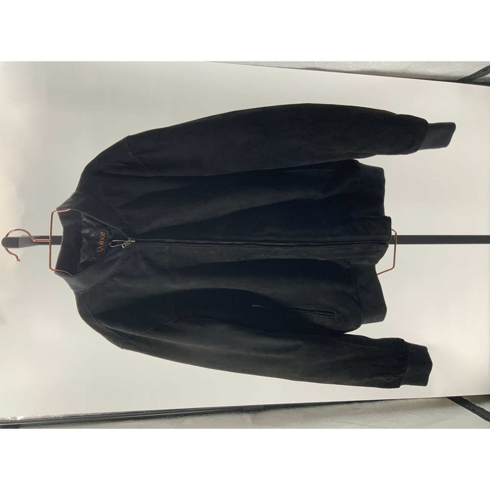 Quince Men's 100% Suede Bomber Jacket Black M NEW